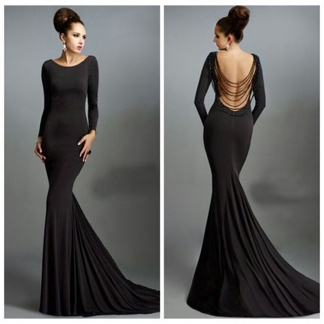 Backless black trumpet gown Dresses, Haute Couture, Prom, Model, Black Prom Dress, Prom Dresses Short, Robe, Prom Dresses Long, Dress