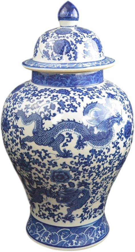China, Decoration, Delft, Vintage, Drake, Temple Jar, Blue China, Chinese Vase, White Jar