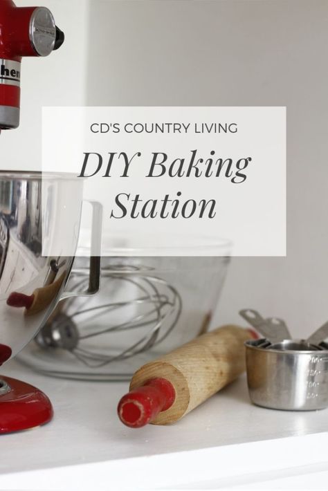 DIY Baking Station! -A DIY project using re-purposed items from kitchen renovation creating more storage for baking supplies and more! Storage Ideas, Diy, Larder, Baking Station, Diy Pantry, Baking Supplies, Pantry, Cooktop, Diy Home Improvement