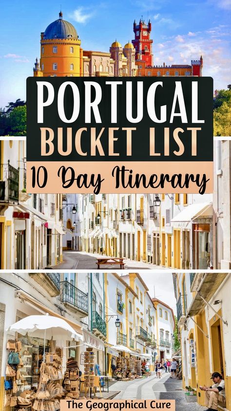 Pinterest pin for 10 days in Portugal itinerary Portugal Destinations, Trips, Wanderlust, Ideas, Ten, Romantic, 10 Days, Trip, Someday