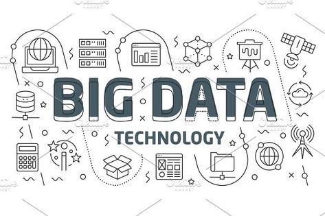 Linear illustration slide for the presentation big data Illustrators, Technology, Design, Big Data, Big Data Design, Data Logo, Data Design, Big Data Technologies, Infographic