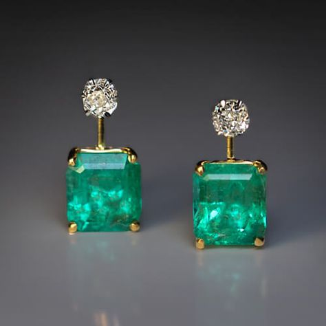 Vintage Rings, Bijoux, Vintage Emerald Earrings, Emerald Diamond Solitaire, Diamond Jewelry, Emerald Jewelry, Emerald Earrings Studs, Antique Earrings, Emerald Diamond