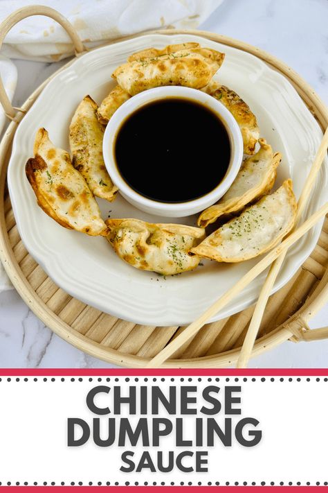 This amazing Chinese dumpling sauce is so easy. It takes less than a minute to make and only three ingredients. Dips, Snacks, Sauces, Chinese Dumplings, Asian Dipping Sauce, Chinese Dinner, Dumpling Sauce, Dumpling Dipping Sauce, Gravy Sauce