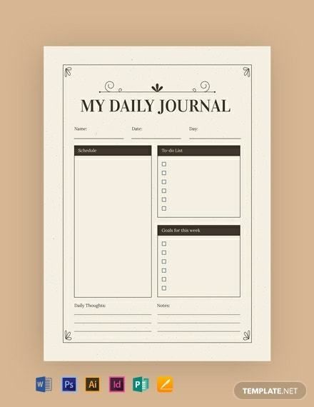 9 Personal Daily Journal Template Examples to Help You Start Journaling Today Vintage, Planner Pages, Daily Planner Printable, Daily Planner Pages, Journal Planner, Daily Journal, Planner Template, Journal Template, Notes Journal