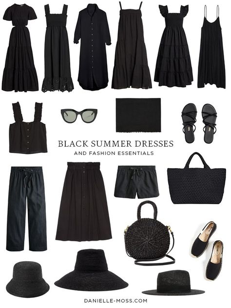 Summer Dresses, Capsule Wardrobe, Outfits, Summer Black Dress, White Summer Outfits, Summer Black Dress Outfit, Summer Dress Outfits, Black Summer Dresses, Black Summer Outfits