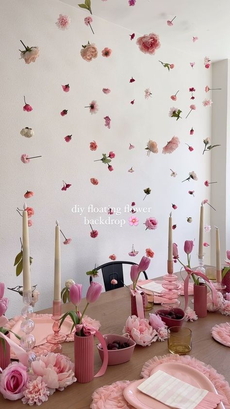#ad diy floating floral backdrop! The cutest and such an easy idea for your next Valentine’s party with the gals! I headed straight to… | Instagram Design, Ideas, Wedding, Decoration, Dekorasyon, Birthday Flowers, Birthday Decorations, Birthday Backdrop, Mariage