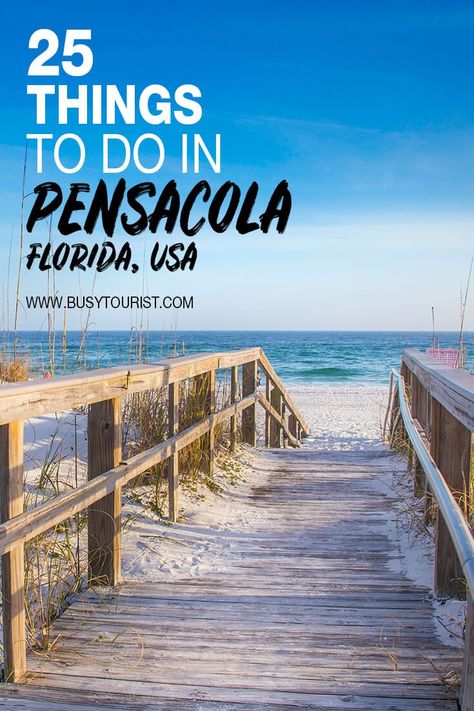 Wondering what to do in Pensacola, Florida? This travel guide will show you the top attractions, best activities, places to visit and fun things to do in Pensacola, FL. Start planning your itinerary and bucket list now! #pensacola #pensacolabeach #florida #floridavacation #floridatravel #floridatrip #usatravel #usatrip #usaroadtrip #travelusa #ustravel #ustraveldestinations #americatravel #travelamerica Orlando Florida, Alabama, Trips, Wanderlust, Florida, Destinations, Florida Travel Guide, Pensacola Beach Florida, Florida Vacation