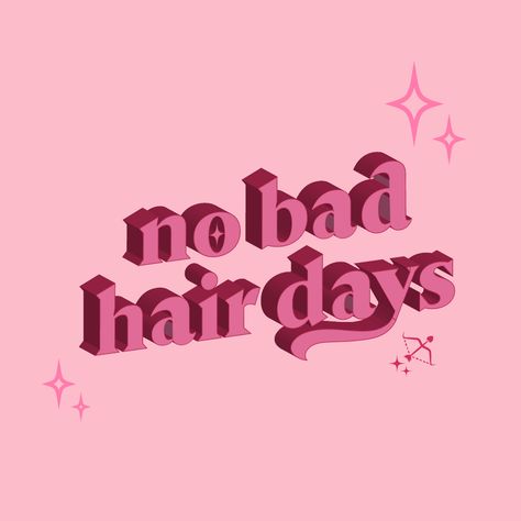 Pink and Raspberry pink quote “No Bad Hair Days” with stars, made by Studio Shay on Adobe Illustrator. Aesthetic Quote. Balayage, Adobe Illustrator, Instagram, Art, Social Media, Ideas, Happy Hair Quotes, Quotes About Hair, Funny Hair Quotes
