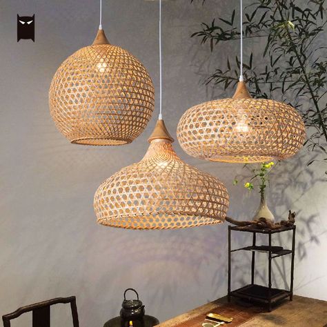 Bamboo Wicker Ratan Round ABC Shade Pendant Light Fixture Country Rustic Vintage Japanese Hanging Ceiling Lamp Farmhouse Room Wicker Lamp Shade, Wicker Pendant Light, Rattan Pendant Light, Hanging Rattan, Rattan Lamp, Bamboo Chandelier, Rattan, Rattan Light Fixture, Bamboo Pendant Light