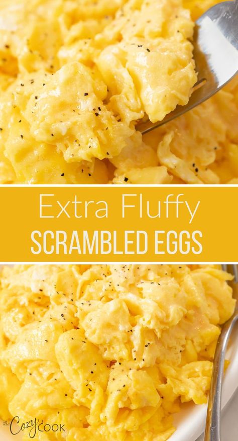 Breakfast And Brunch, Dessert, Scrambled Eggs, Brunch, Foodies, Snacks, Toast, Fluffy Scrambled Eggs, Fluffy Eggs