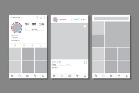 Instagram profile interface template Fre... | Free Vector #Freepik #freevector #template Instagram Design, Youtube, Instagram, Social Media Template, Instagram Post Template, Instagram Frame, Instagram Profile Template, Instagram Story Template, Instagram Gradient