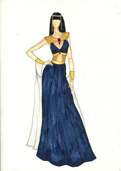 Ancient Egypt fashion Haute Couture, Cleopatra Dress, Greek Goddess Costume, Dress Sketches, Egyptian Goddess Costume, Goddess Outfit, Egypt Clothes, Egypt Dress, Costume