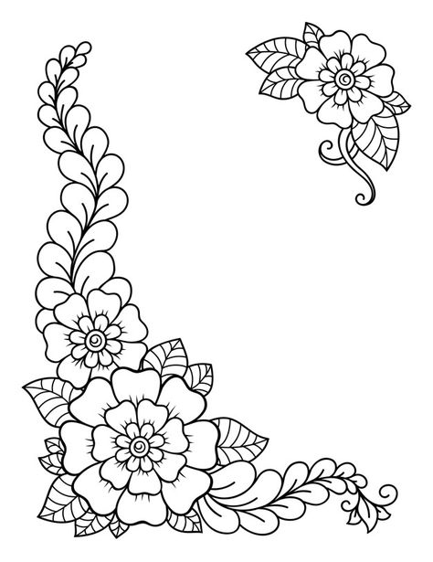 Set of mehndi flower. decoration in ethn... | Premium Vector #Freepik #vector #flower Henna Designs, Ornament, Embroidery Designs, Handwork Embroidery Design, Floral Design Drawing, Flower Pattern Design, Mandala, Flower Designs For Painting, Designs To Draw
