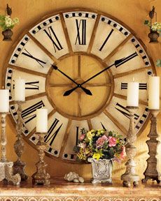 -0QHT Train Station Clock Decoration, Vintage, Primitive Homes, Home, Train Station Clock, Train Station, Large Clock, Oversized Clocks, Clock Decor