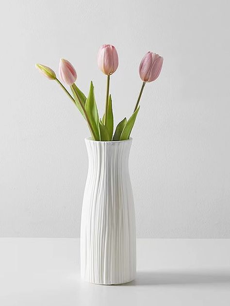 Vase, Vases Décoratifs, Vases, Vases Decor, White Vases, Plastic Vase, White Collar, Flores, Piece Flower