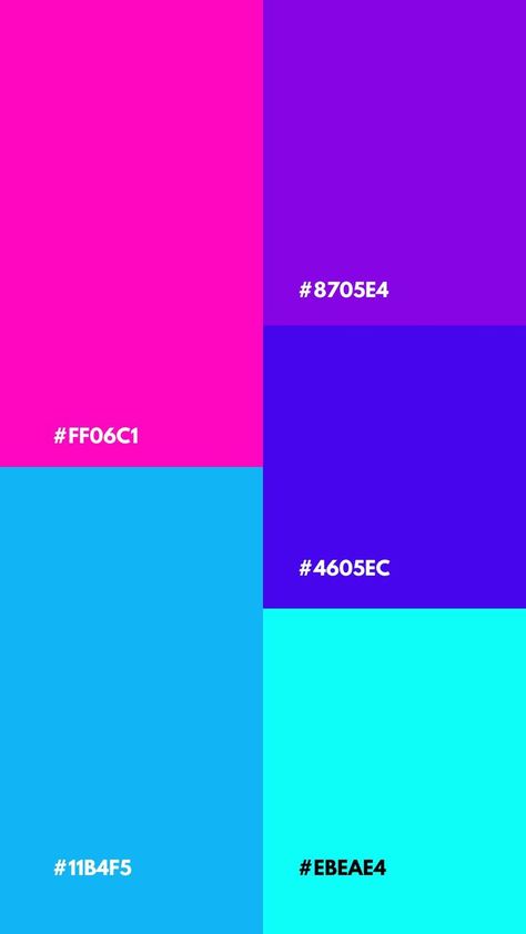 5 Different colors related with Vaporwave style Neon, Design, Retro, Pantone, Inspiration, Web Design, Retro Color Palette, Retro Color, 90s Color Palette Neon