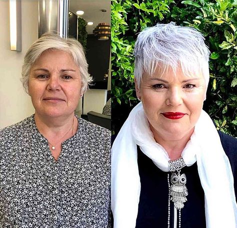 27 Slimming Short Hairstyles for Women Over 50 with Round Faces Balayage, Short Hair Styles, Shaggy Pixie, Short Curly Pixie, Short Spiky Hairstyles, Blonde Pixie, Natural Gray Hair, Short Grey Hair, Thick Hair Styles