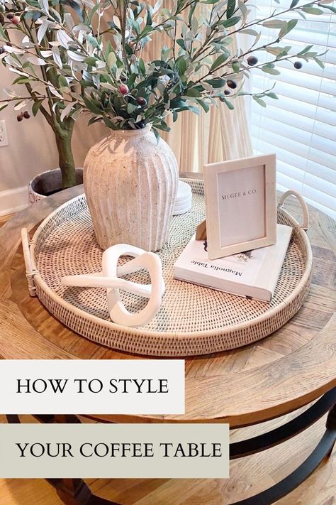 Apr 2, 2021 - How to style your coffee table :: Porche & Co. tips & tricks We have gotten amazing feedback with our “How To” series! Last week, we put a question box on our Instagram Stories , and you all requested a post on how to style a coffee table! Today, we are here to give all of our ti Home Décor, Farmhouse Coffee Table Decor, Round Coffee Table Tray Decor, Coffee Table Decor Tray, How To Decorate Coffee Table, Coastal Coffee Table Decor, Coffee Table Tray Decor, Coffee Table Trays Ideas, Coffee Table Styling