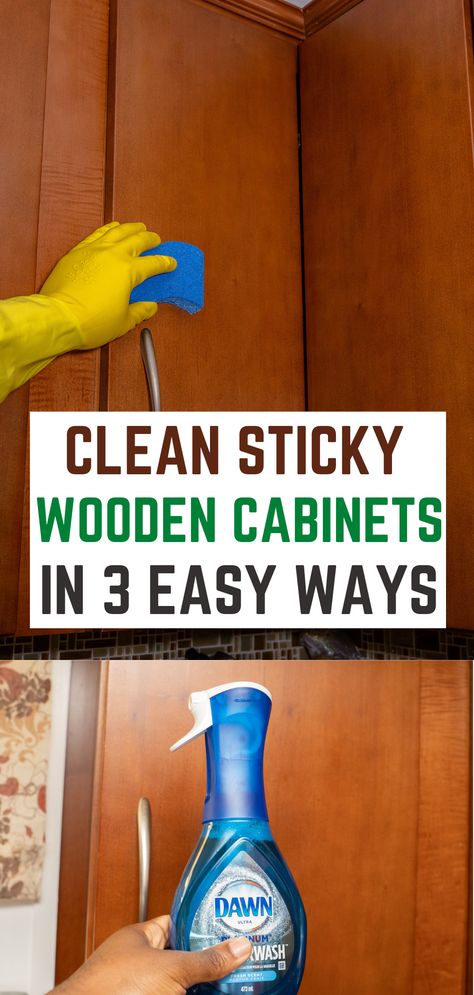 Life Hacks, Cleaning Wooden Cabinets, Cleaning Wood Cabinets, Cleaning Kitchen Cabinets, How To Clean Kitchen Cabinets, Cleaning Cabinets, Wood Cabinet Cleaner, Cleaning Cupboard, Cabinet Cleaner