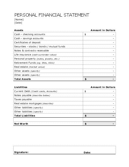 Personal Financial Statement Personal Finance, Financial Plan Template, Personal Financial Statement, Financial Documents, Financial Statement, Financial Position, Spreadsheet Template, Sample Resume, Budgeting Finances