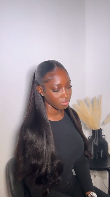 Down Hairstyles, Ponytail Hairstyles, Pretty Braided Hairstyles, Ponytail Styles, Sleek Ponytail, Half Up Half Down Hairstyles, Wig Hairstyles, Hair Ponytail Styles, Weave Hairstyles
