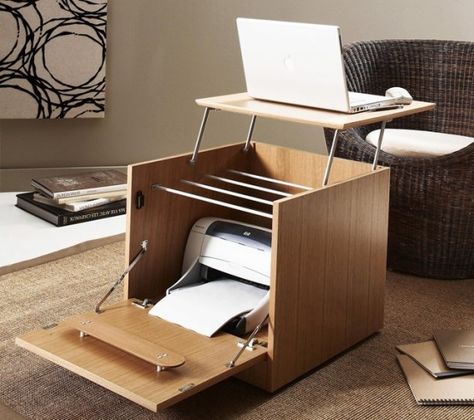 Ergonomic-Laptop-desk-for-small-room Ikea, Cube Furniture, Multifunctional Furniture, Smart Furniture, Desk, Printer Storage, Diy Möbel, Desk Design, Case
