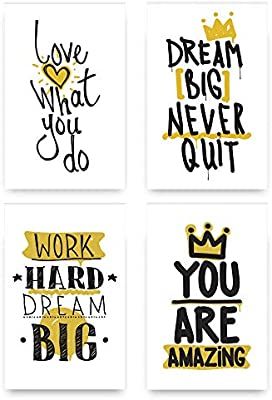 Amazon.com: Set of 4 Inspirational Wall Art - Motivational Posters - Inspire Success Prints - Perfect Canvas for Bedrooms, Dorms, Living-Rooms, Classrooms with Quotes - Happiness Home Decoration: Posters & Prints Disney, Dorm Wall Decor, Inspirational Wall Art, Wall Decor Quotes, Teen Bedroom, Room Posters, Room Wall Art, Study Room, Bedroom Canvas