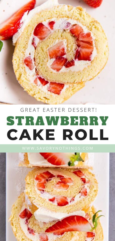 Brunch, Dessert, Cake, Pie, Strawberry Roll Cake, Strawberry Roll Recipe, Cake Roll Recipes, Strawberry Cake, Easter Dessert Strawberry