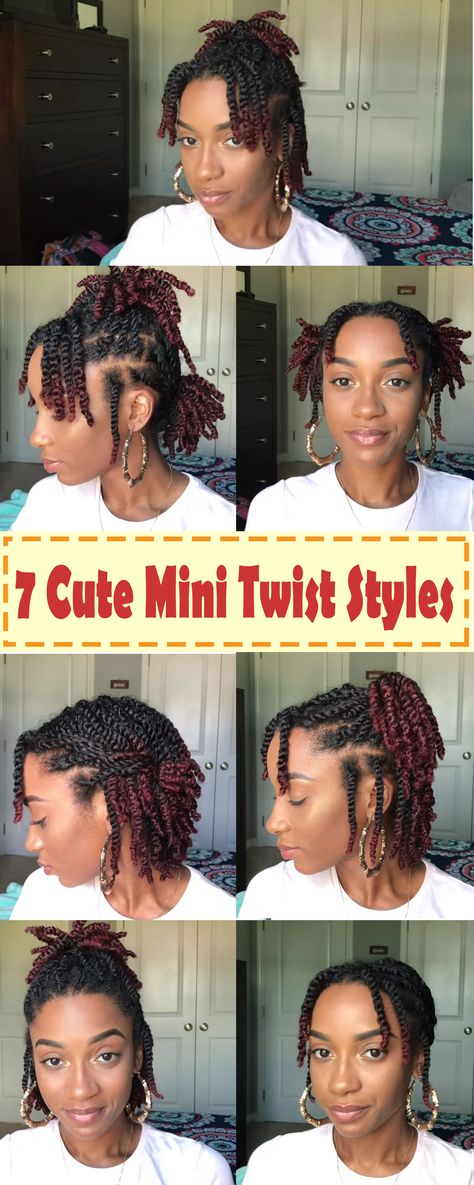 7 Quick And Easy Styles You Can Do With Your Mini Twists #minitwiststyles, #naturaltwiststyles, #twiststyles #minitwists, #shortnaturalhair, #naturalblackhair Twist Styles, Twist Hairstyles, Natural Twist Styles, Hair Twist Styles, Protective Hairstyles For Natural Hair, Natural Hair Braids, Natural Hair Styles Easy, Twist, Natural Hair Updo