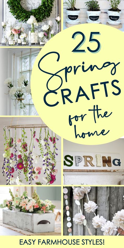 If you're looking to decorate home for spring & love farmhouse style, check out these amazing DIY home decor projects! You'll love these crafts that hit all the farmhouse styles - modern, rustic, boho... Come try some easy spring decor crafts and DIYs! Decoration, Farmhouse Easter Decor, Decorating For Spring, Diy Farmhouse Decor, Diy Spring Decorations, Spring Decor Diy, Farmhouse Crafts, Diy Summer Decor, Diy Spring Crafts
