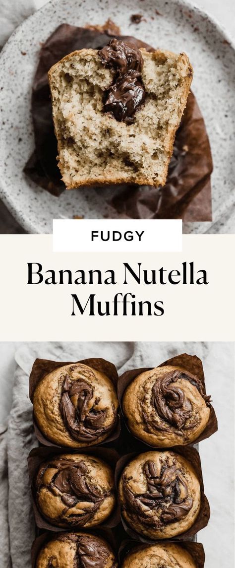 Snacks, Dessert, Muffin, Nutella, Pastel, Desserts, Cake, Banana Nutella Muffins, Banana Muffins