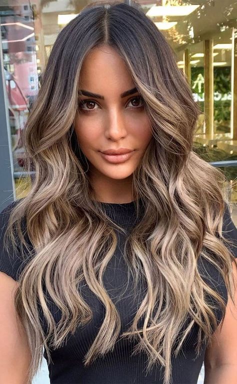 22. Ombre Blonde Balayage Brown Hair When gingerbread biscuit’s baking and chilling outside, it might be time to change up your hair colour to... Ombre, Long Hair Styles, Balayage, Short Hair Styles, Brunette Hair, Capelli, Blond, Gorgeous Hair, Balayage Hair