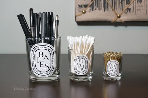 The Beauty Look Book: Diptyque Candle Size Comparison Breakdown Perfume, Organisation, Diptique Candle, Diptyque Candles, Clear Jars, Bathroom Candles Decor, Diptyque Candles Decor, Dyptique Candles, Reed Diffuser