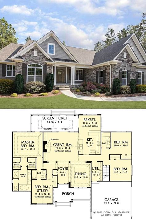 Craftsman House Plans 2000 Sq Ft, Ranch House Floor Plans, Country House Plans, House Plans One Story, One Level Farmhouse Plans, Ranch House Plans, Ranch Style House Plans, Family House Plans, Single Level House Plans