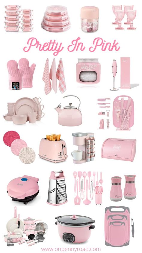 Here is a list of some of my favorite pink kitchen finds. Pink is a perfect color for spring. Also, don't forget about Mother's Day! #affiliate Pink, Vintage, Inspiration, Pink Dishes, Pink And Grey Kitchen, Pink Kitchen Decor, Pink Home Accessories, Pink Kitchens, Pink Decor