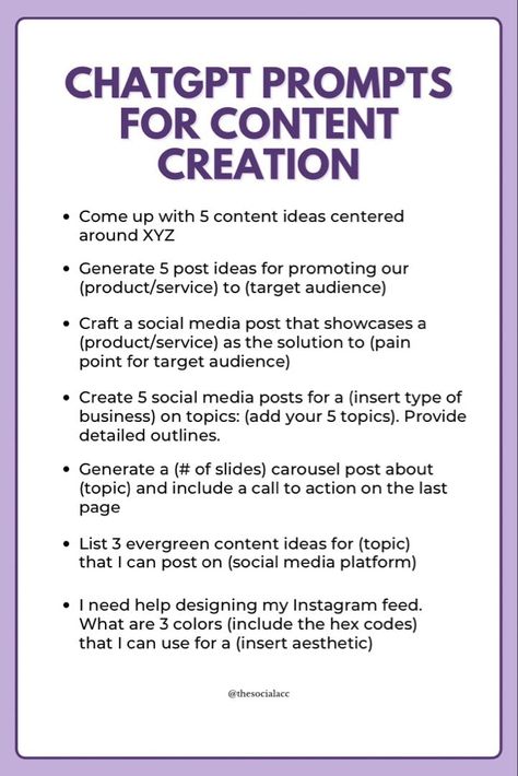Chat GPT Prompts for Content Creation | Social Media Tips | Social Media Marketing Business Launch Announcement Social Media, Social Media Planning Template, Social Media Photographers, Social Media Strategy Instagram, Content Creation Social Media, Social Media Writing, Social Media Content Strategy, Instagram Business Marketing, Social Media Content Planner