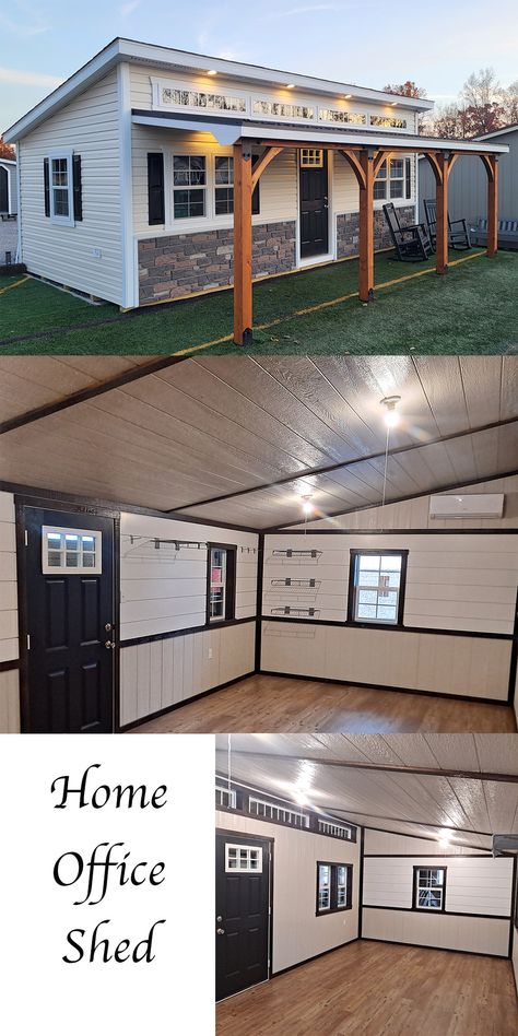 Seperate your work life from your home life with a custom home office shed. We can build the perfect work space for you to increase your work production and eliminate distractions! Ideas, Design, Shed Office Ideas, Shed Office, Office Sheds Backyard, Office Shed, She Shed Office Work Spaces, She Shed Office Ideas, Home Office Shed