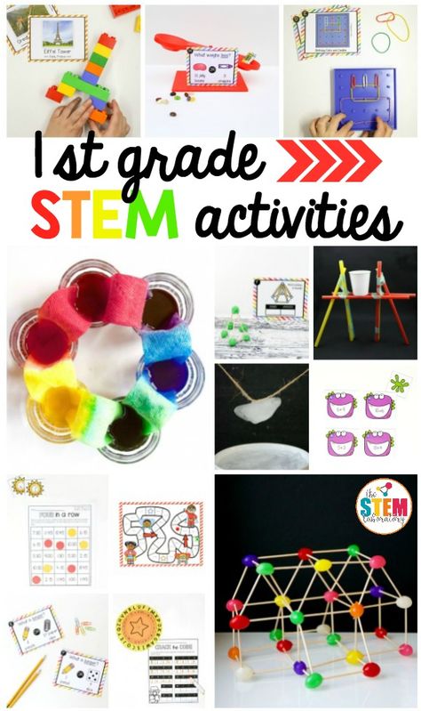 If you’re looking for fun and engaging 1st grade STEM activities (science, technology, engineering, and math), you’ve come to the right spot! 1st grade is such a wonderful time of growth and learning, and these simple activities are the perfect way for students to expand their knowledge of the world around them! They are perfect for STEM boxes,  science centers, or early finisher activities!! #1stgradestem #firstgradestem #stemactivities #stemcenters #stem Pre K, Stem Projects, Elementary Stem Activities, Science Experiments Kids, Activities For 1st Graders, Stem Activities Preschool, First Grade Science, 1st Grade Science, Science Centers