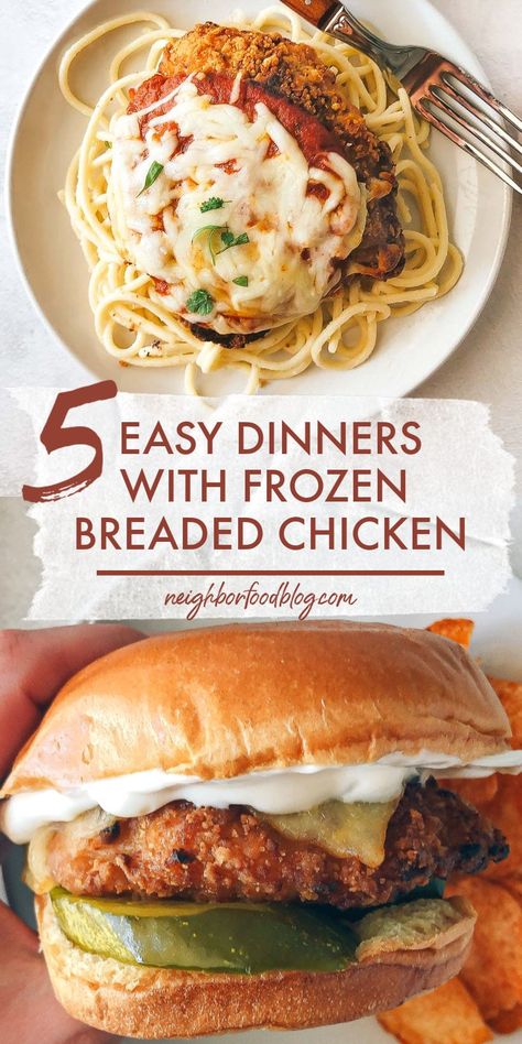 Make an amazing dinner tonight with frozen breaded chicken breasts! These 5 easy dinner ideas use this freezer shortcut to make incredibly quick, simple, and delicious dinners the whole family will love! Snacks, Art, Foodies, Breaded Chicken Recipes, Chicken Strip Recipes, Breaded Chicken Breast Recipe, Breaded Chicken Strips, Chicken Dinner, Breaded Chicken Breast