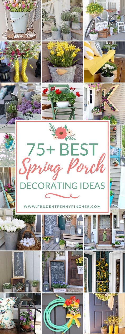 Spring is in the air so brighten up your front porch for the spring season. From colorful planers to spring wreaths, there is plenty of inspiration here for spring porch ideas. DIY Monogrammed Planter from Remodelaholic Flowers in a Lantern from Little Brags Farmhouse Style Spring Porch from Little Vintage Nest Spring Front Porch from Cottage in … Farmhouse Décor, Gardening, Porches, Spring Porch Decor, Spring Front Porch Decor, Spring Porch, Spring Home Decor, Summer Porch, Porch Decorating