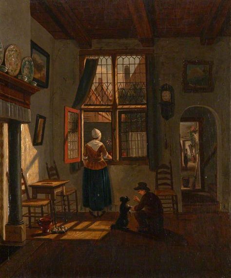 A Seventeenth-Century Dutch Interior with a Woman and a Boy Inspiration, Art, Baroque, Amsterdam, Dutch Artists, Old Dutch, 17 Century Aesthetic, 17th Century Paintings, 17th Century Art