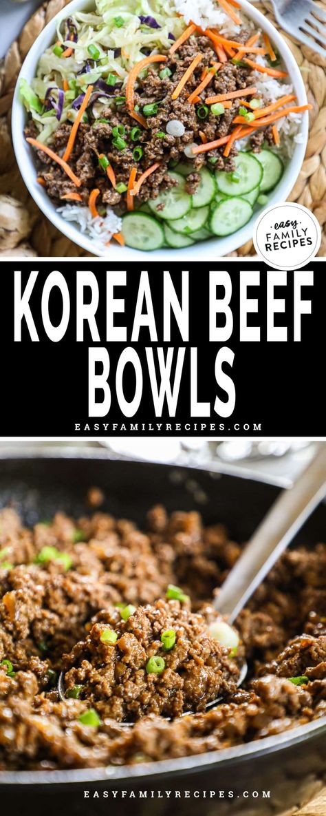 Healthy Recipes, Korean Beef Bowl, Korean Beef Recipes, Korean Beef Recipe Ground, Korean Ground Beef, Beef Teriyaki Bowl Recipe, Beef Bowl Japanese, Korean Beef, Korean Bowl Recipe