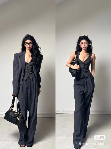 Outfits, Tailored Suit Women, Vest Outfits For Women, Business Casual Work, Business Suit Women, Pants Suits For Women Prom, Pantsuits For Women, Blazer Dress Outfits, Suits For Women