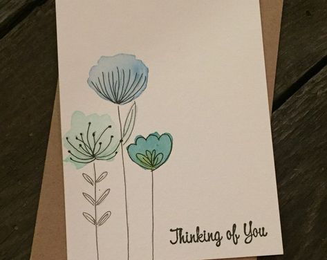 Customized Watercolor Birthday Cards Just Because Thinking | Etsy Handmade Birthday Cards, Vintage, Greeting Cards, Watercolor Greeting Cards, Birthday Cards Diy, Hand Painted Card, Valentine Day Cards, Greetings, Cards Handmade