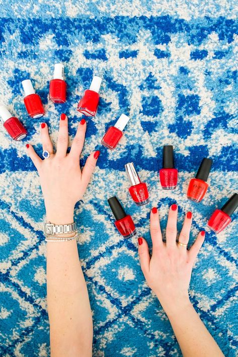 My Favorite Red Nail Polish (essie + OPI) | New York City Fashion and Lifestyle Blog | Covering the Bases Opi Polish, Opi Red, Opi Red Nail Polish, Essie Red Nail Polish, Opi Nail Polish, Essie Nail Polish, Essie Colors, Bright Red Nail Polish, Opi Coca Cola Red