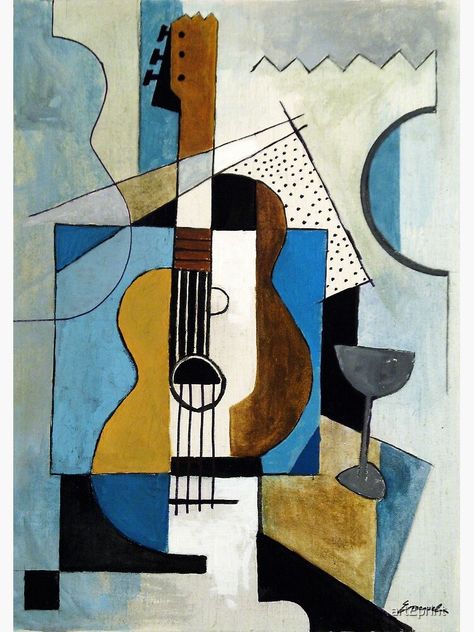 "Guitar cubist art painting music gift" Canvas Print by art2print | Redbubble Cubism, Ornament, Design, Resim, Kunst, Cubist, Abstract, Picasso Art, Cubist Art