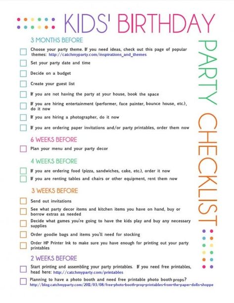 kids birthday party checklist page 1 Ideas, Birthday Party Planning Checklist, Birthday Party Checklist, Party Planning Checklist, Party Checklist, Kids Party Planning, Party Planning List, Birthday Party Planning, Party Planner Checklist