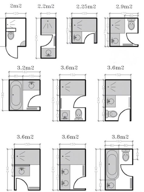 https://flic.kr/p/2e5k8xu | Small bathroom layouts, interior design | www.pickcomfort.com   You are free to:   Share — copy and redistribute the material in any medium or format   Adapt — remix, transform, and build upon the material for any purpose, even commercially.   You must give appropriate credit and provide a link to www.pickcomfort.com. Bathroom Plans, Small Showers, Small Bathroom Plans, Bathroom Layout Plans, Small Toilet, Bathroom Plan, Small Bath, Small Shower Room, Bathroom Dimensions