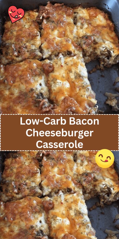 Low-Carb Bacon Cheeseburger Casserole Casserole, Low Carb Food, Healthy Recipes, Bacon, Low Carb Recipes, Low Carb Cheeseburger Casserole, Bacon Cheeseburger Casserole, Cheeseburger Casserole, Bacon Breakfast Casserole