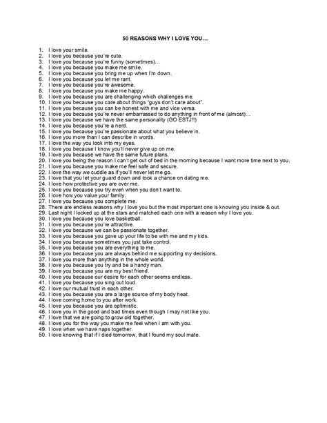 50 reasons why I love you                                                                                                                                                                                 More